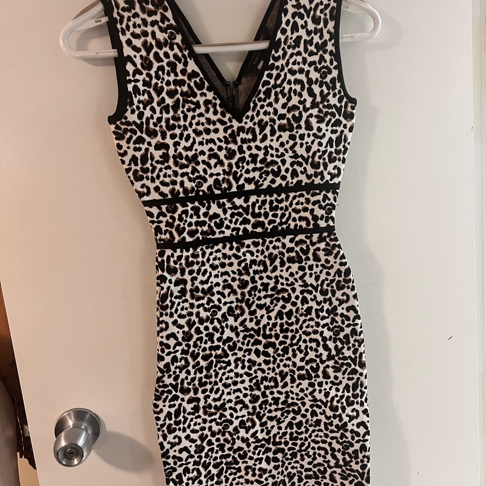 BCBGMaxAzria Leopard Print V-Neck Midi Dress